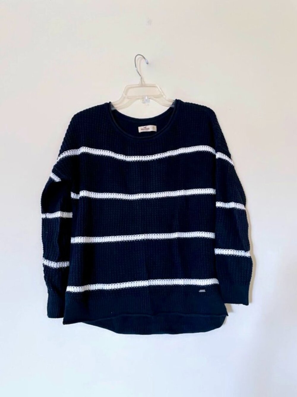 HOLLISTER Striped Navy Blue Knit Sweater